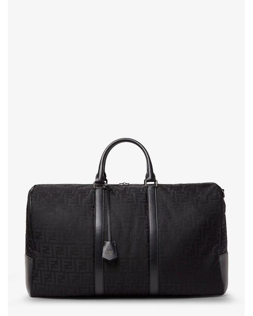 Fendi Black Ff Nylon Duffel Bag With Leather Inserts for men