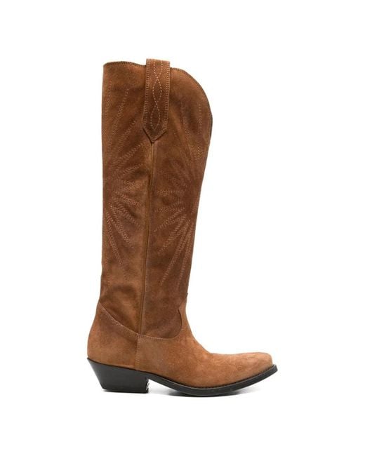 Golden Goose Deluxe Brand Brown Dark Leather Pointed Toe Boots