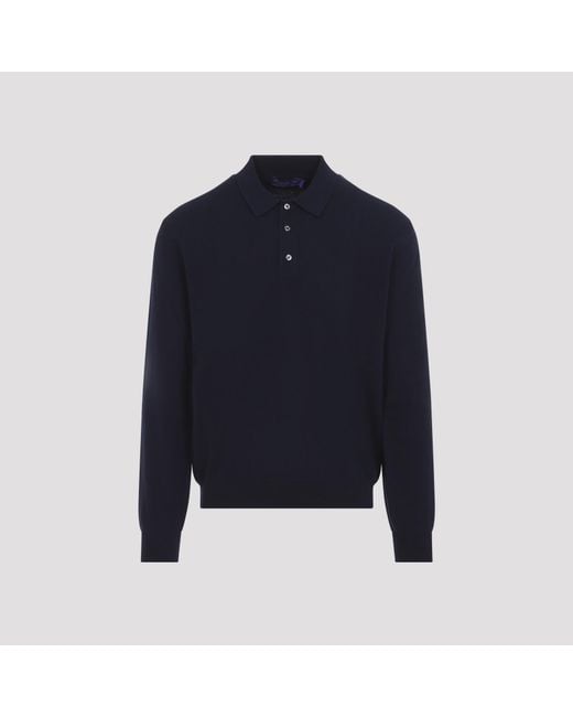 Ralph Lauren Blue Chairman L/Knit Polo for men