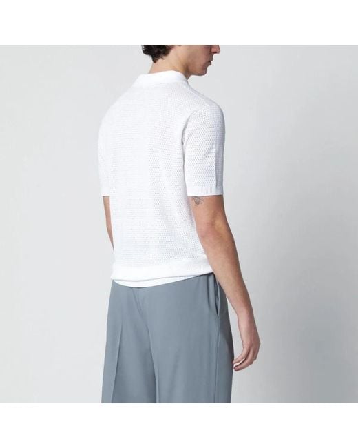 Roberto Collina White Openwork Cotton Polo for men