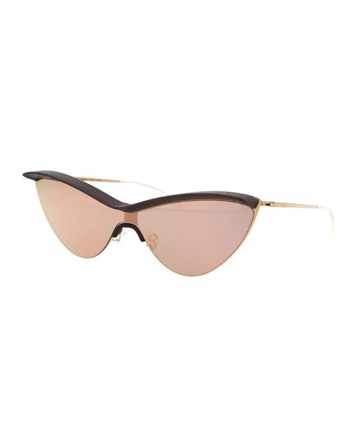 Mykita Brown Mh8 Ebony Champagne Champagne Shield Metal Sunglasses