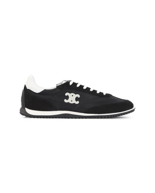 Céline Black Suede Calf Leather Low Lace-Up Sneakers With Triomphe for men