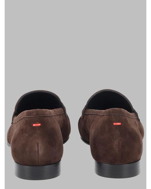 Aeyde Brown Penny Strap Soft Kid Suede Loafers