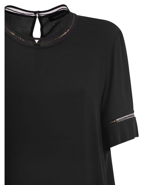 Fabiana Filippi Black Acetate And Silk Crêpe Blouse With Embroidered Trims