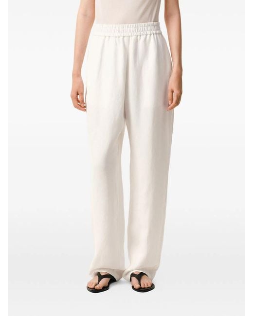 AMI White Elastic Waist Pants