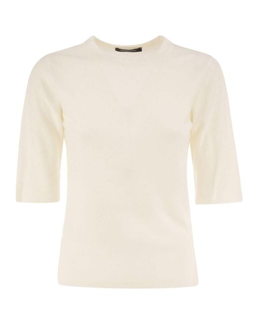 Fabiana Filippi White Virgin Wool Jumper With Micro Sequins