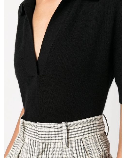 Khaite Black Shrunken Cashmere Polo Shirt