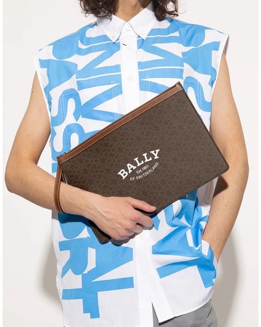 Bally Brown Bollis Logo Large Clutch Bag for men
