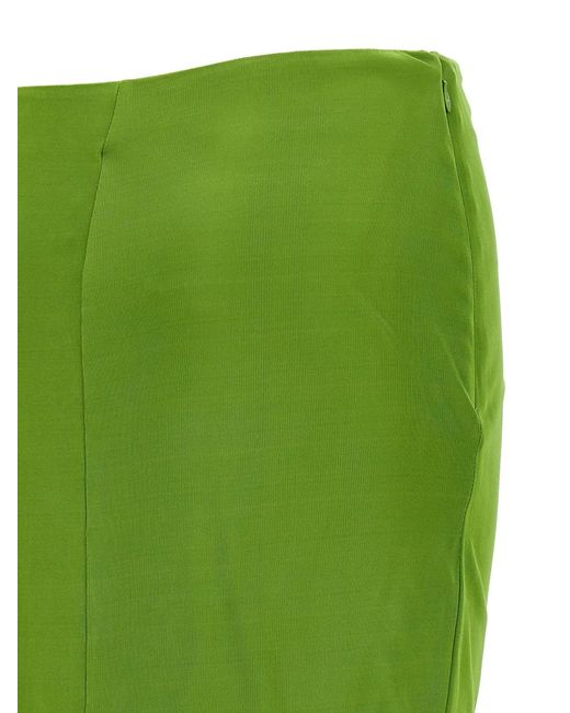 Elisabetta Franchi Green Shiny Viscose Skirt