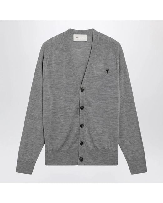 AMI Gray Ami De Coeur Cardigan for men