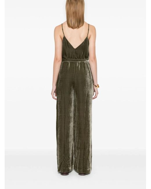 Gold Hawk Green Velvet Jumpsuit