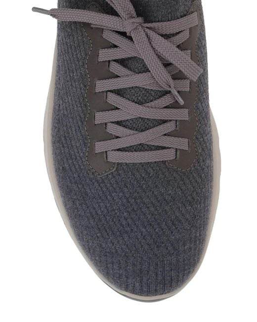 Brunello Cucinelli Gray Stretch-Knit Sock Sneakers Featuring Leather Trim And A Chunky Rubber Sole for men