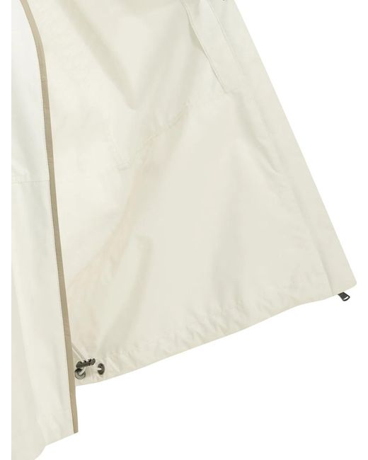 Brunello Cucinelli White Raincoat With Logo
