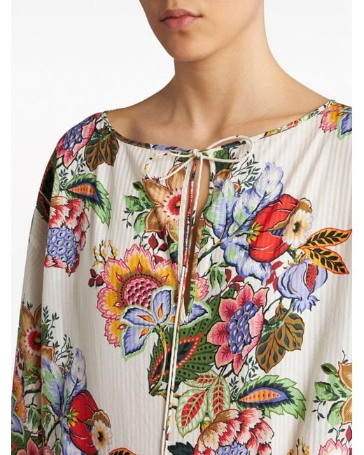 Etro Gray Cotton And Silk Blend Top