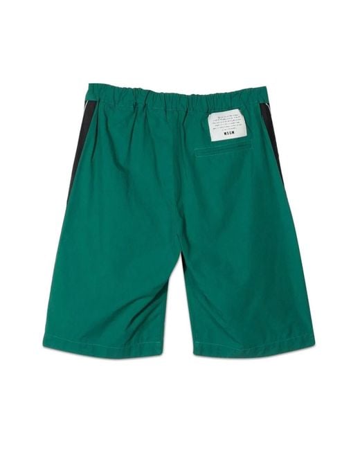 MSGM Green Cotton Bermuda