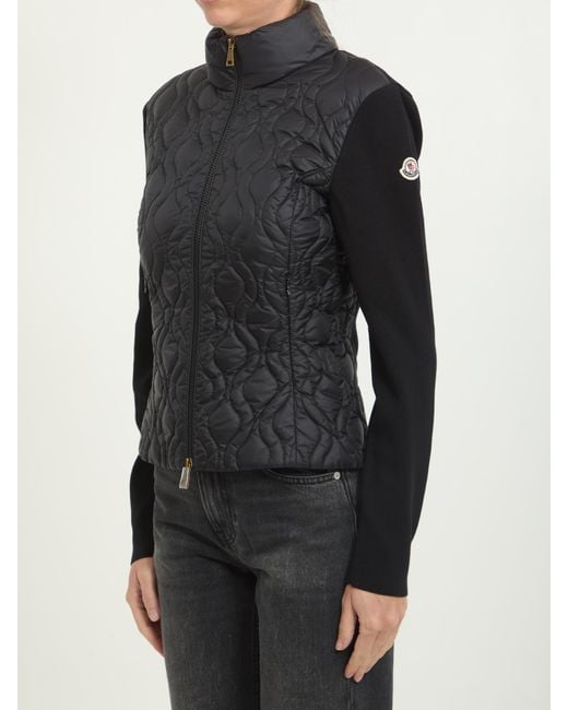 Moncler Black Quilted Zippered Sweater Jacket