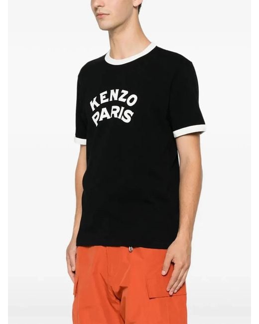 KENZO Black T-Shirt With Printed Logo for men