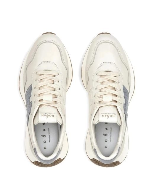 Hogan White H641 Smooth Leather Sneakers With Suede H