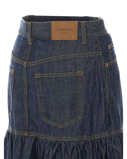 Saint Laurent Blue Country Denim Skirt