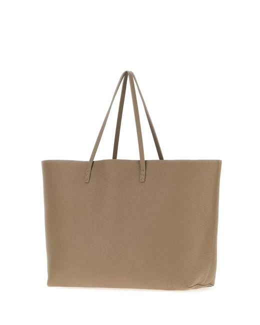 Fendi Brown Dove Leather Medium Roll Shopping Bag