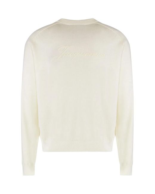 Jacquemus White Sweater With Round Neck Made Of Merino Wool for men