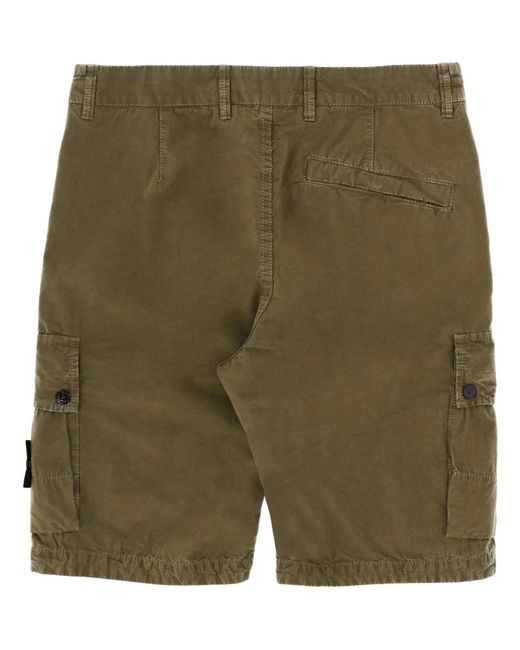 Stone Island Green Cargo Shorts With Logo Patch for men