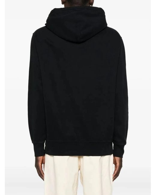 C P Company Black C.P.Company Embroidered-Logo Cotton Hoodie for men