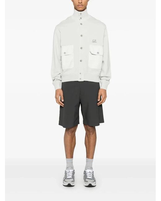 C P Company White C.P.Company Diagonal Fleece Cotton Sweatshirt for men