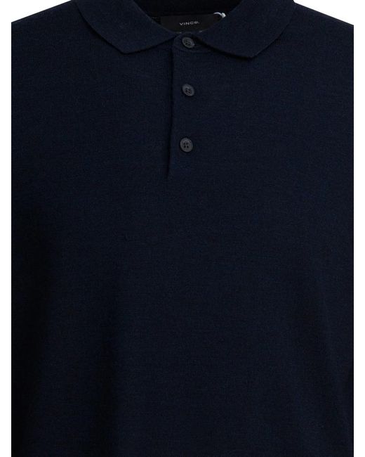 Vince Blue Merino Wool Polo Shirt for men