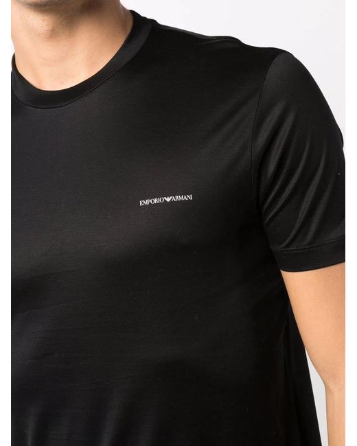 Emporio Armani Black Logo Cotton Blend T-Shirt for men