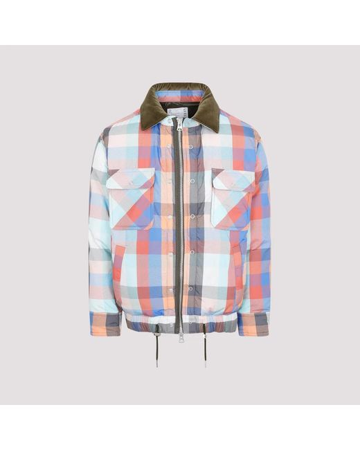 Sacai Blue Plaid Padded Blouson for men