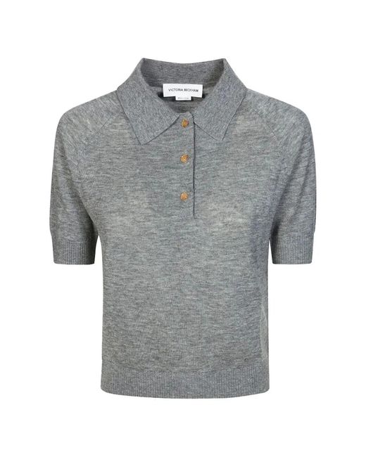 Victoria Beckham Gray Polo Collar T-Shirt