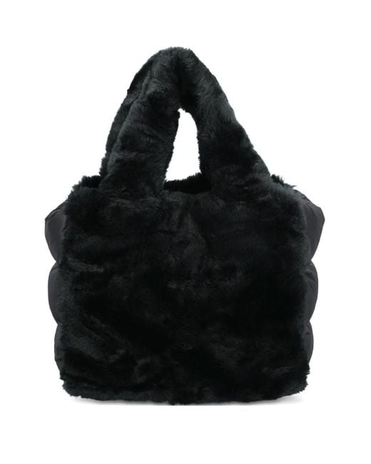 Herno Black Faux Fur Tote Bag