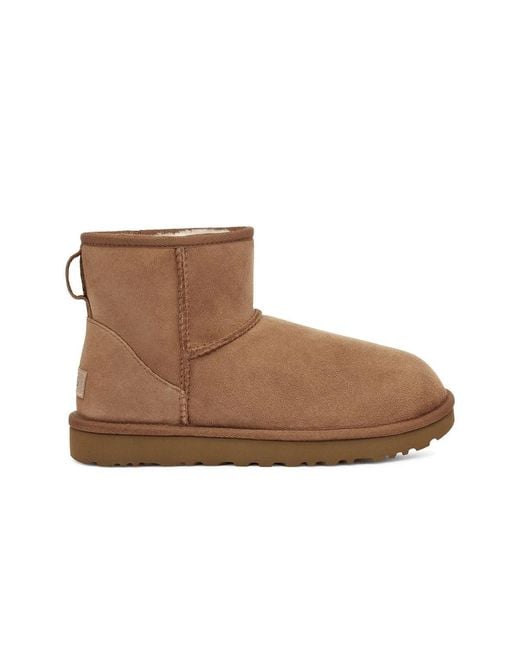 Ugg Brown Classic Mini Ii Suede Boots With Shearling Lining