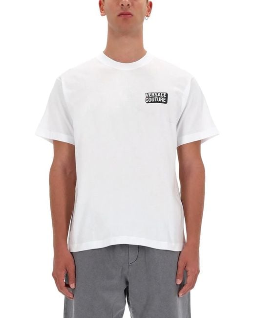 Versace Jeans Couture White Small Square Logo T-Shirt for men