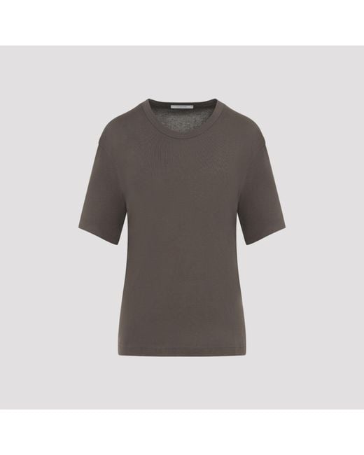 Lemaire Gray Carob Cotton Ribbed T-Shirt