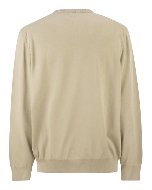 Boss Natural Cotton Crew Neck Sweater With Embroidered Logo for men