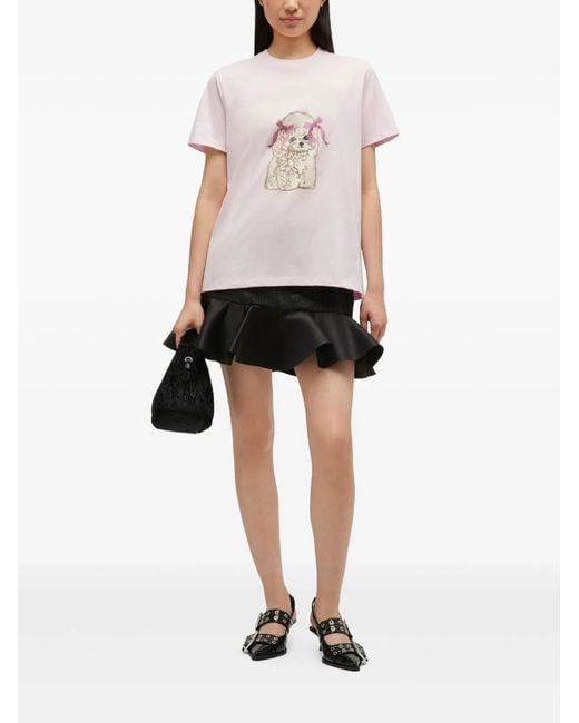 Ganni Pink Organic Cotton T-Shirt