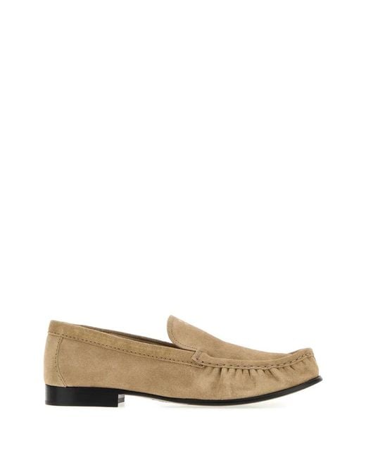 Miu Miu White Sand Suede Loafers