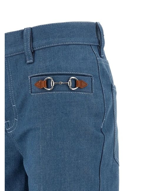Gucci Blue Straight Mid Rise Jeans