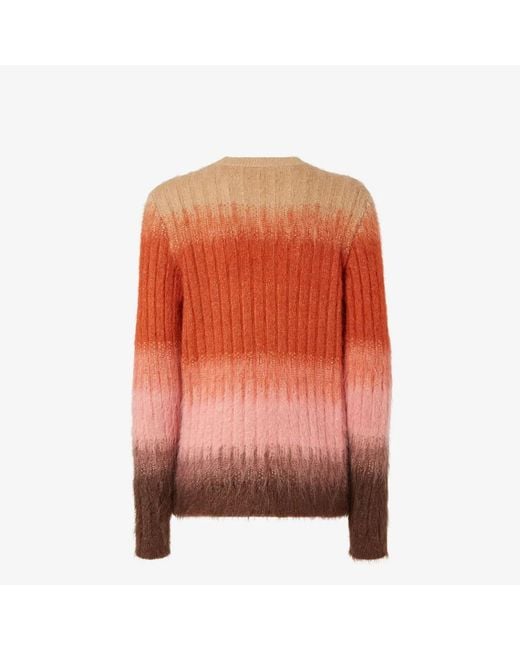 Fendi Brown Ombre Wool Crewneck Sweater