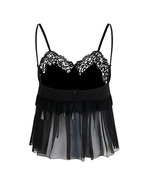 Chloé Black Lace-Trim Silk-Crepe Camisole Top