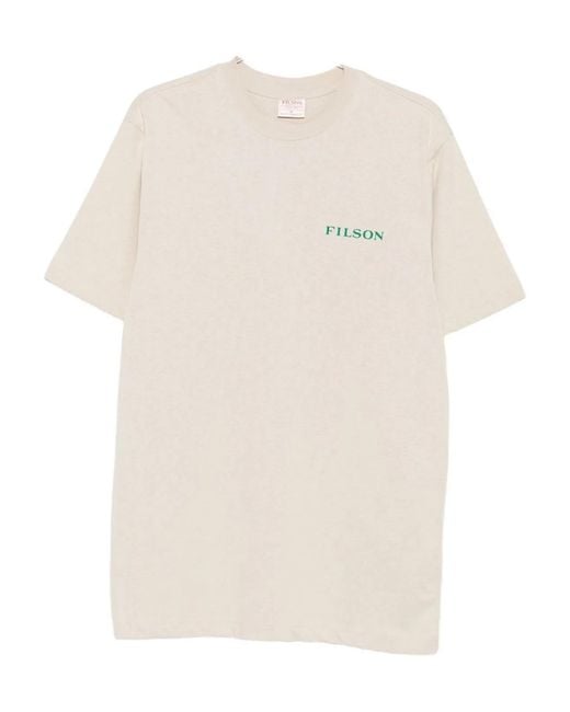 Filson White Printed Cotton T-Shirt for men