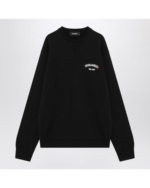 DSquared² Black Cotton Sweatshirt With Logo for men