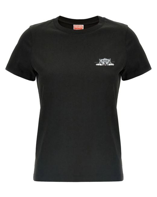 KENZO Black Happy Tiger Cotton T-Shirt