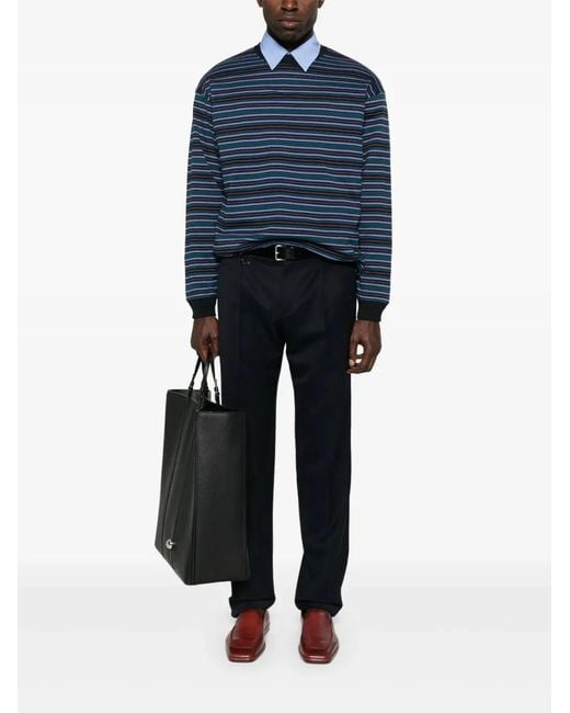 Prada Black Tapered Leg Wool Trousers for men