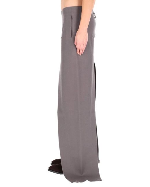 Rick Owens Gray Long Skirt With Center Slits