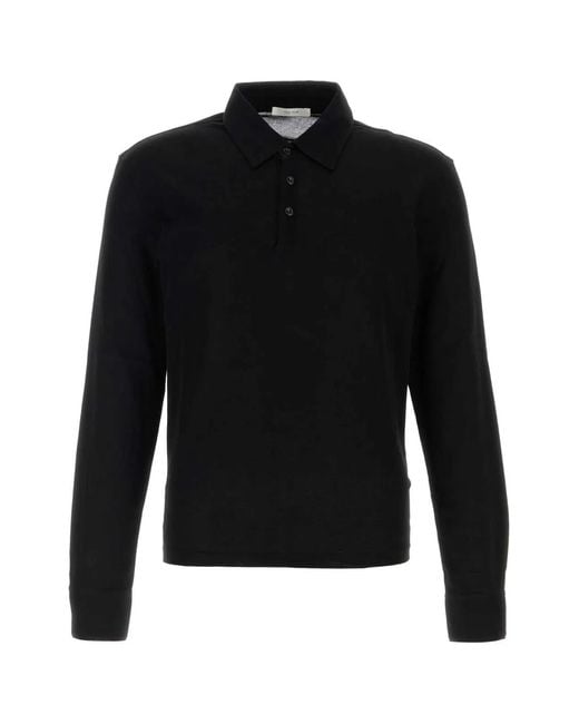 The Row Black Knit Reyes Polo Shirt for men
