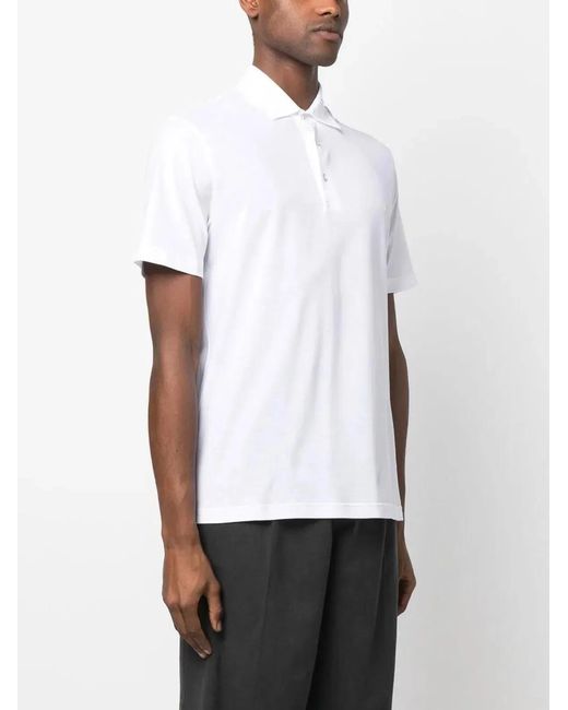 Herno White Knitted Polo Shirt for men