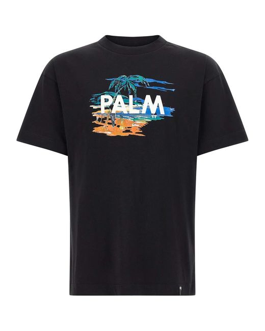 Palm Angels Black Graphic Print T-Shirt for men